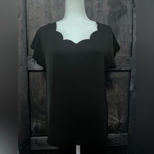 SHEIN Black Scallop Neck Blouse